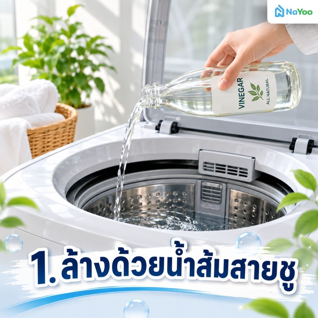 วิธีล้างเครื่องซักผ้าด้วยน้ำสมสายชู