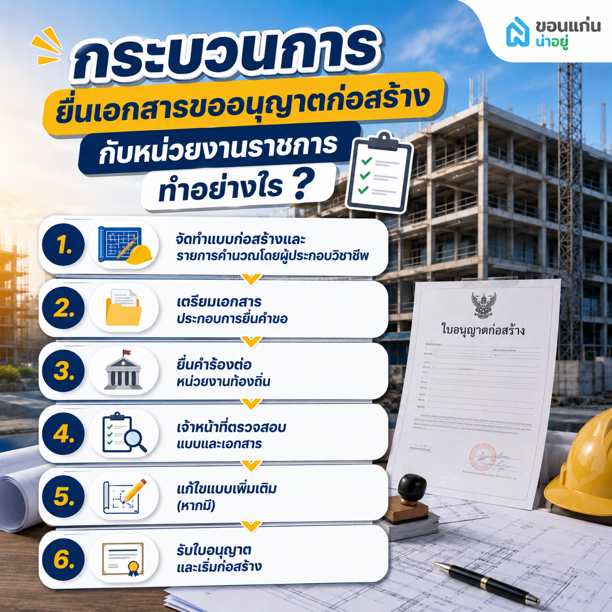 กระบวนการยื่นเอกสารขออนุญาตก่อสร้างกับหน่วยงานราชการ ทำอย่างไร