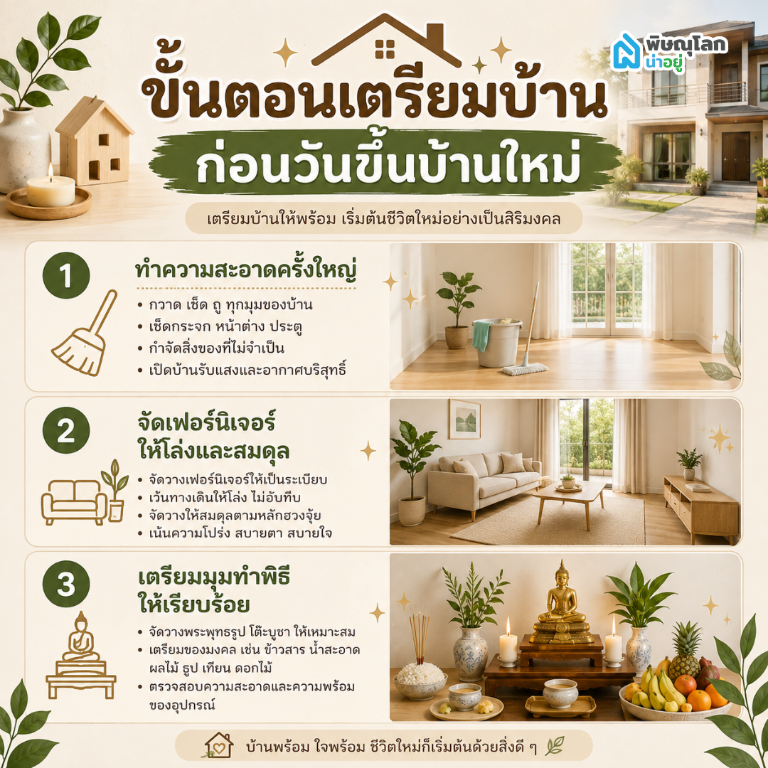 ขั้นตอนเตรียมบ้านก่อนวันขึ้นบ้านใหม่