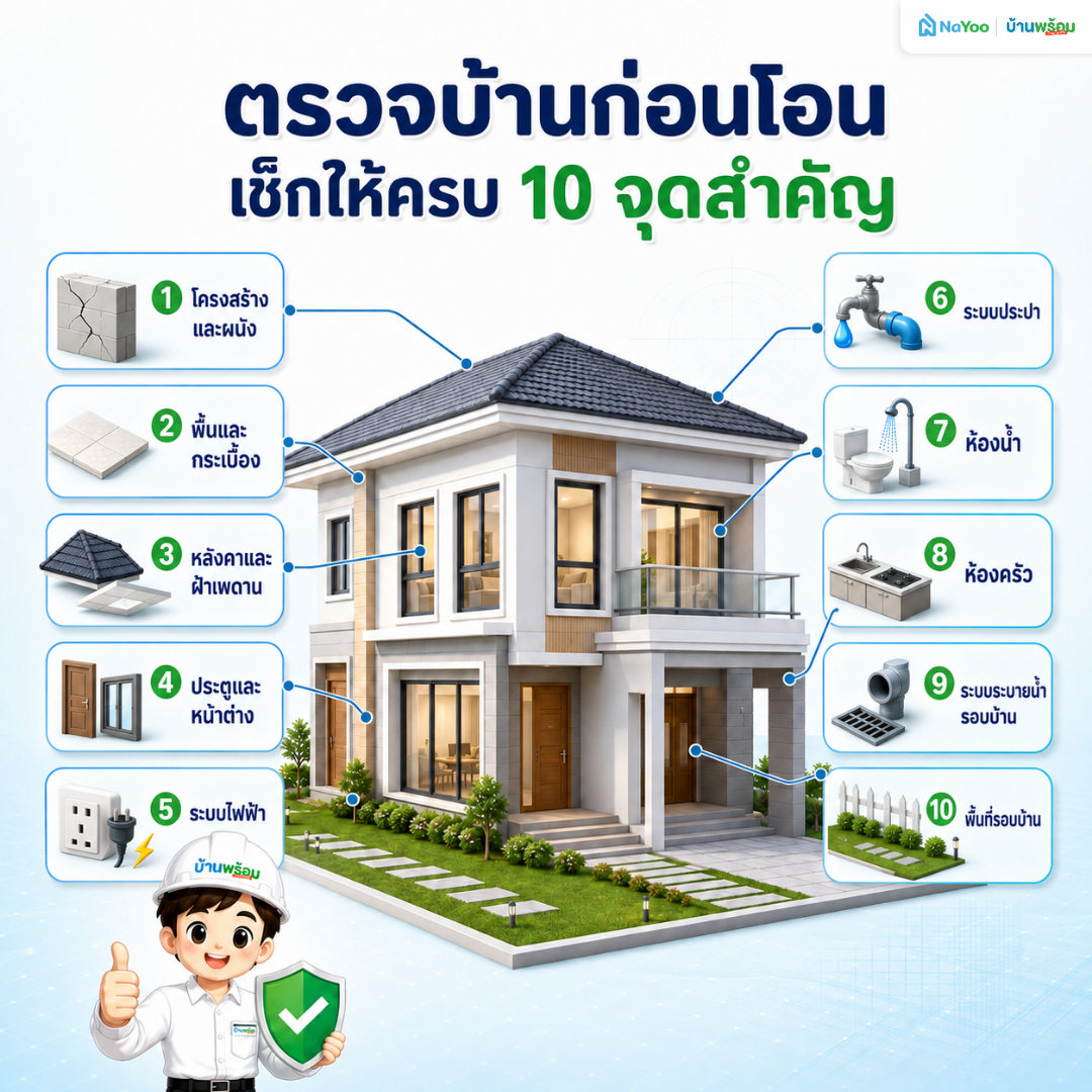 เช็ก 10 ตรวจบ้านก่อนโอน ที่ผู้เชี่ยวชาญแนะนำ