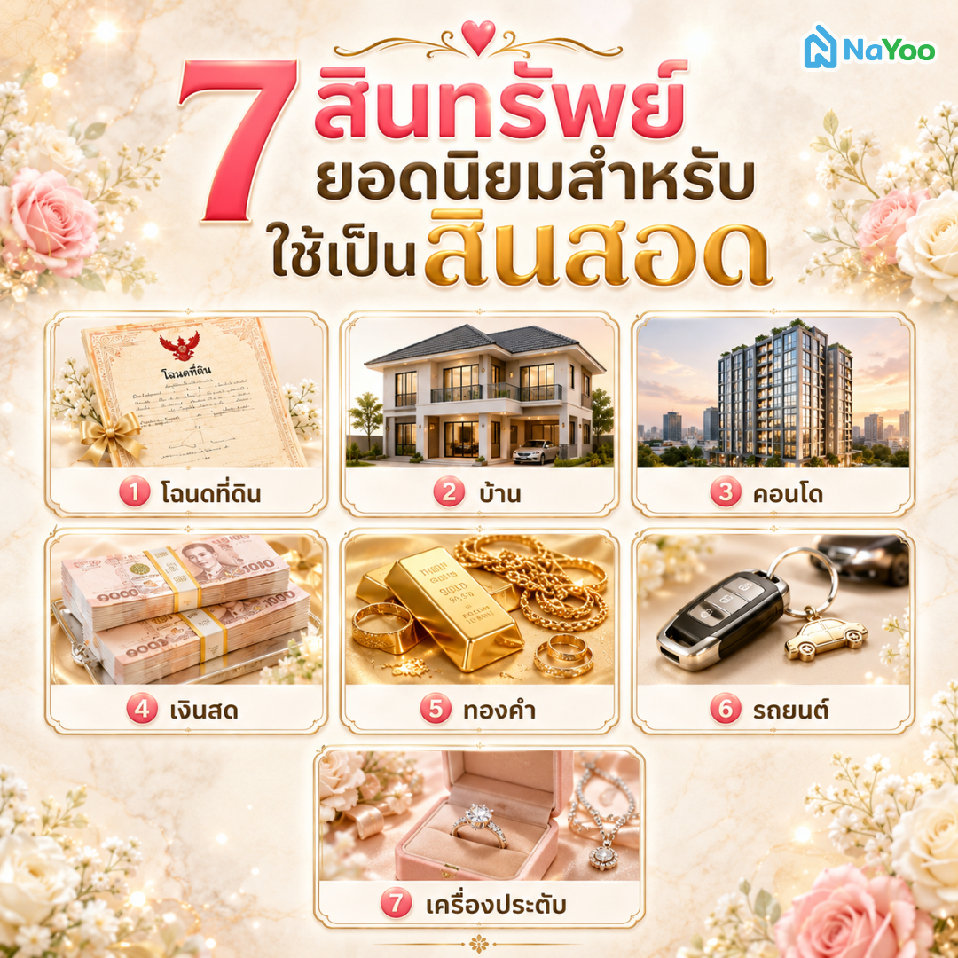 7 สินทรัพย์ยอดนิยมสำหรับใช้เป็นสินสอด
