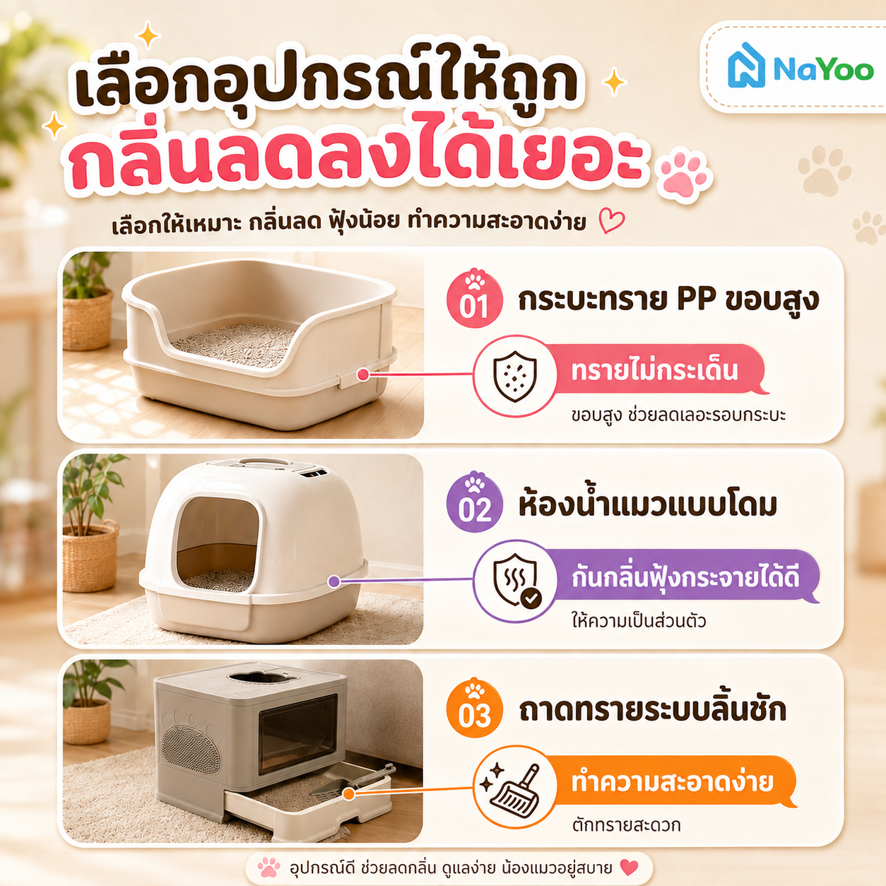 รวม 3 กระบะทรายช่วยลดกลิ่นขี้แมว