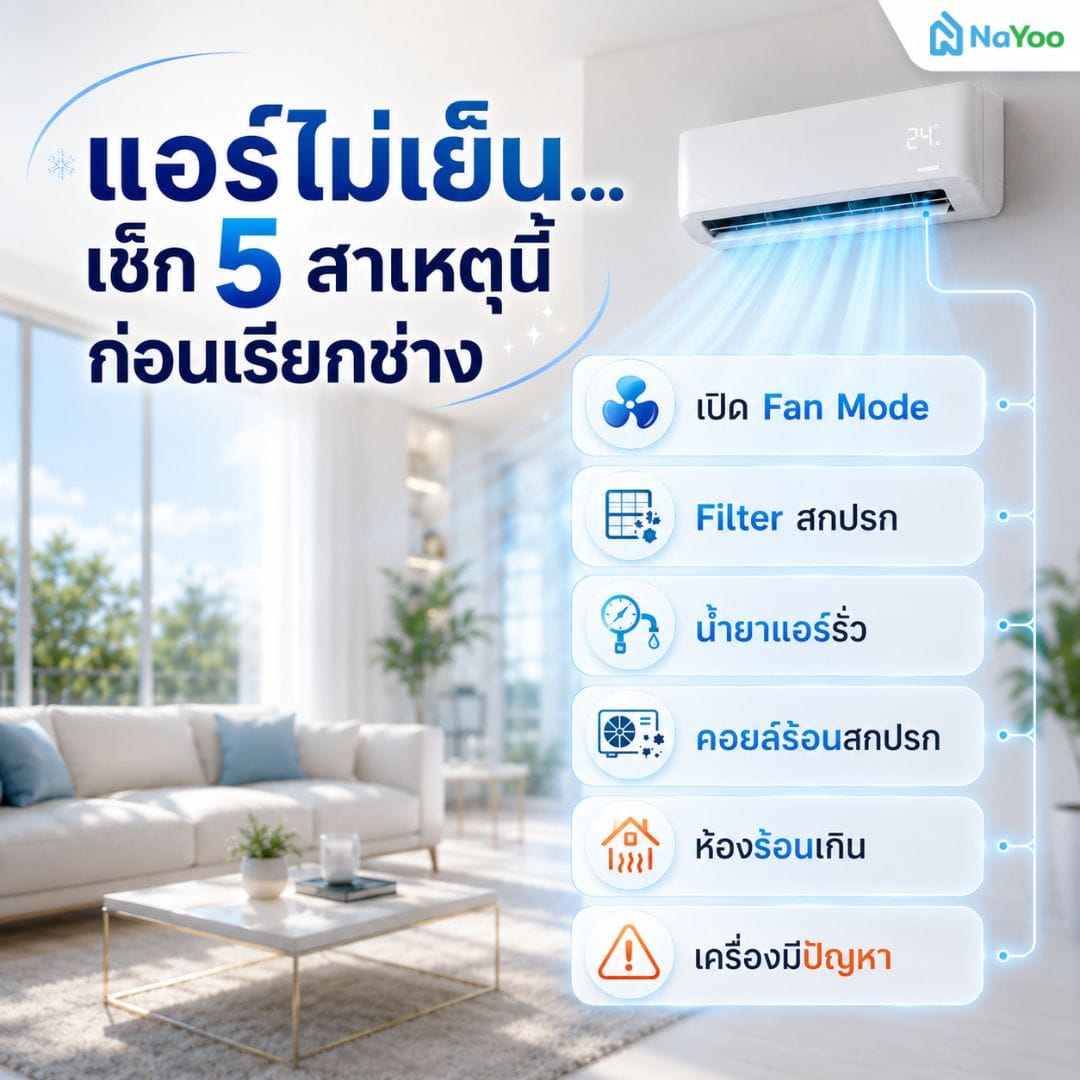 เช็ก 5 สาเหตุที่ทำให้แอร์ไม่เย็น
