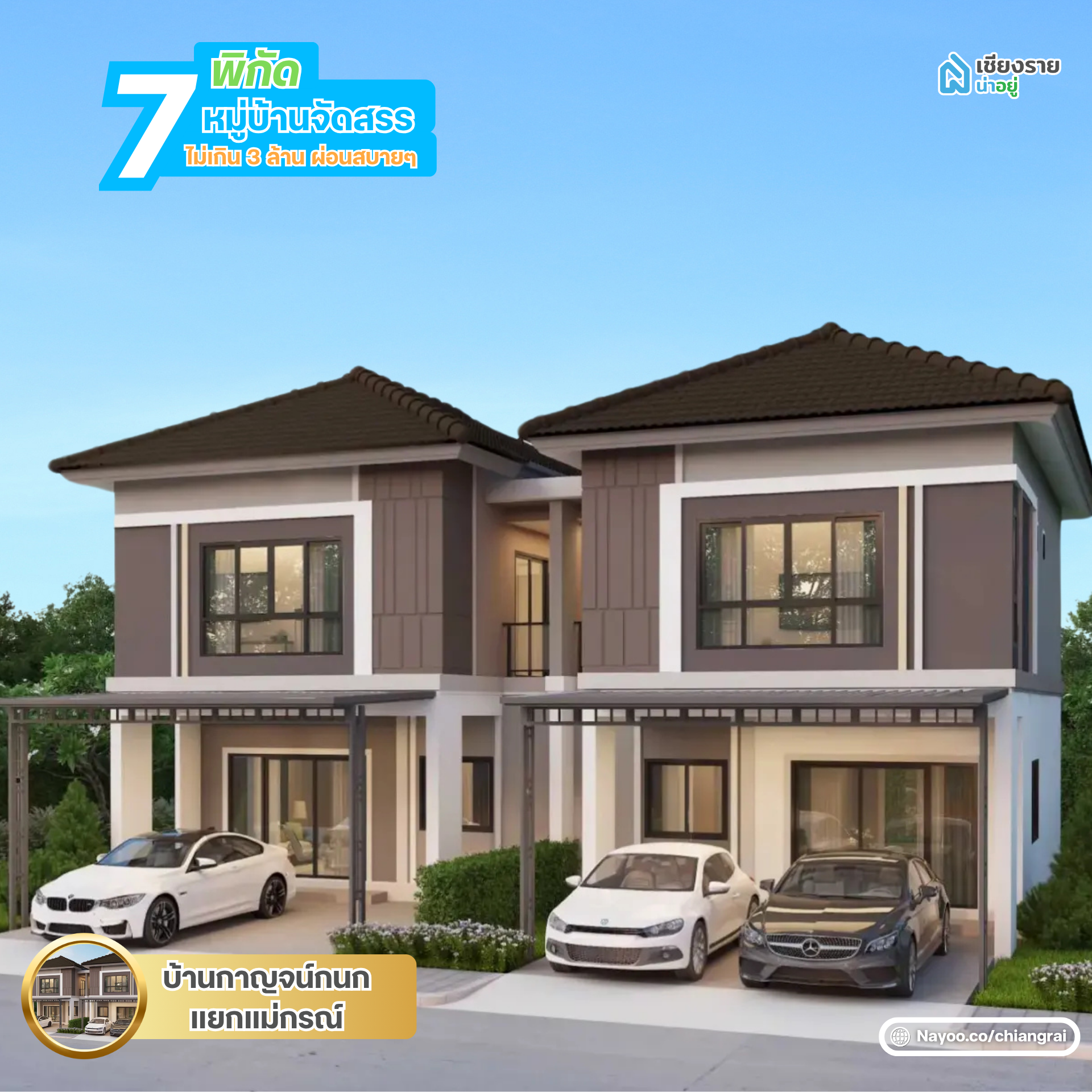 บ้านกาญจน์กนก แยกแม่กรณ์-เชียงราย หมู่บ้านจัดสรรเชียงราย ไม่เกิน 3 ล้าน