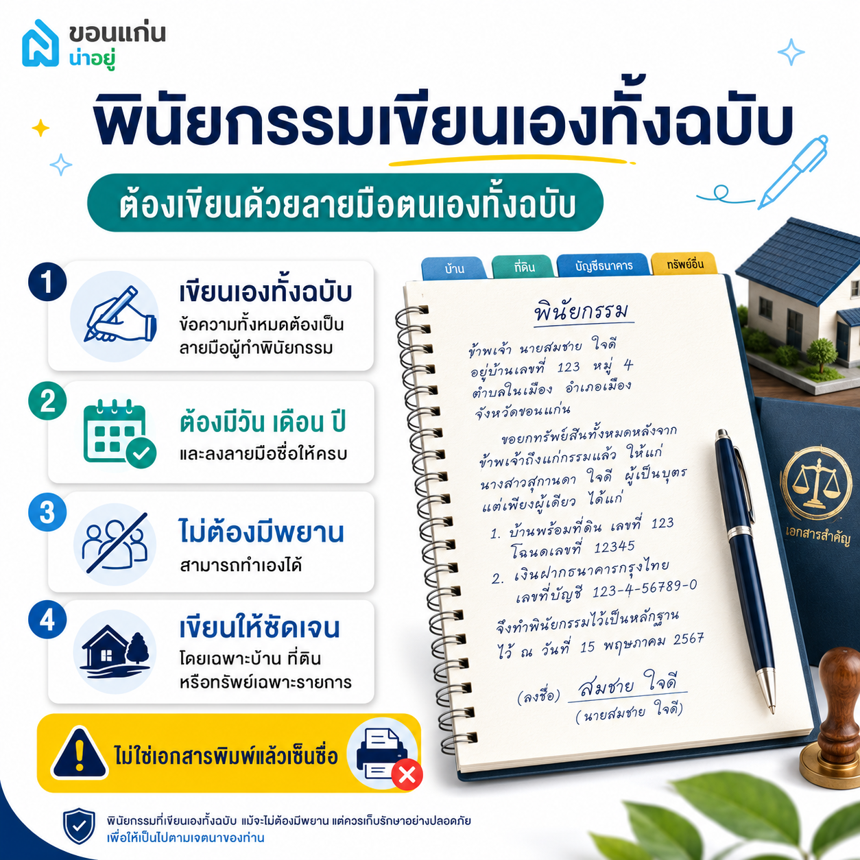 พินัยกรรมเขียนเองทั้งฉบับ