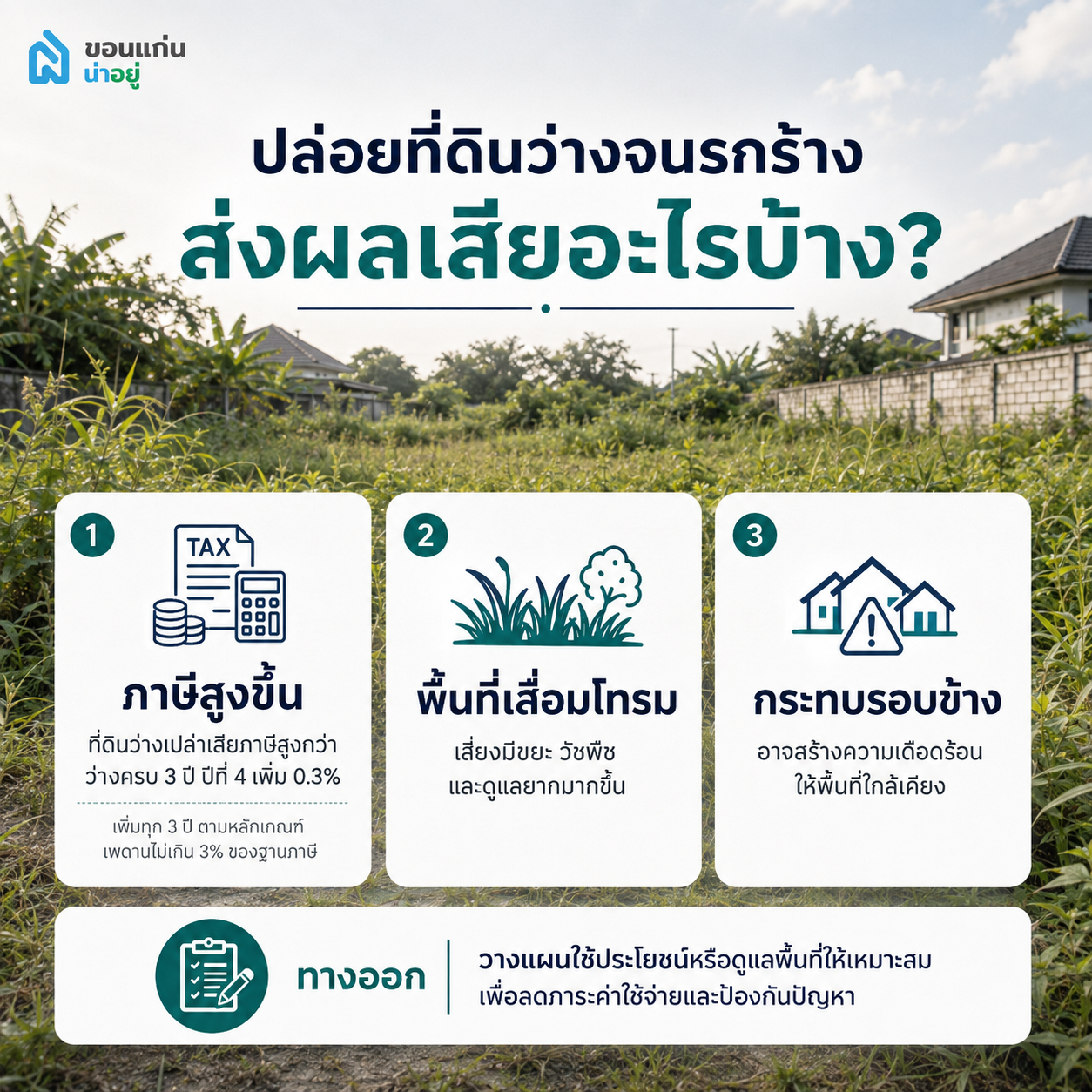 หากปล่อยให้พื้นที่ว่างเปล่ากลายเป็นที่ดินรกร้าง จะส่งผลเสียอย่างไรบ้าง