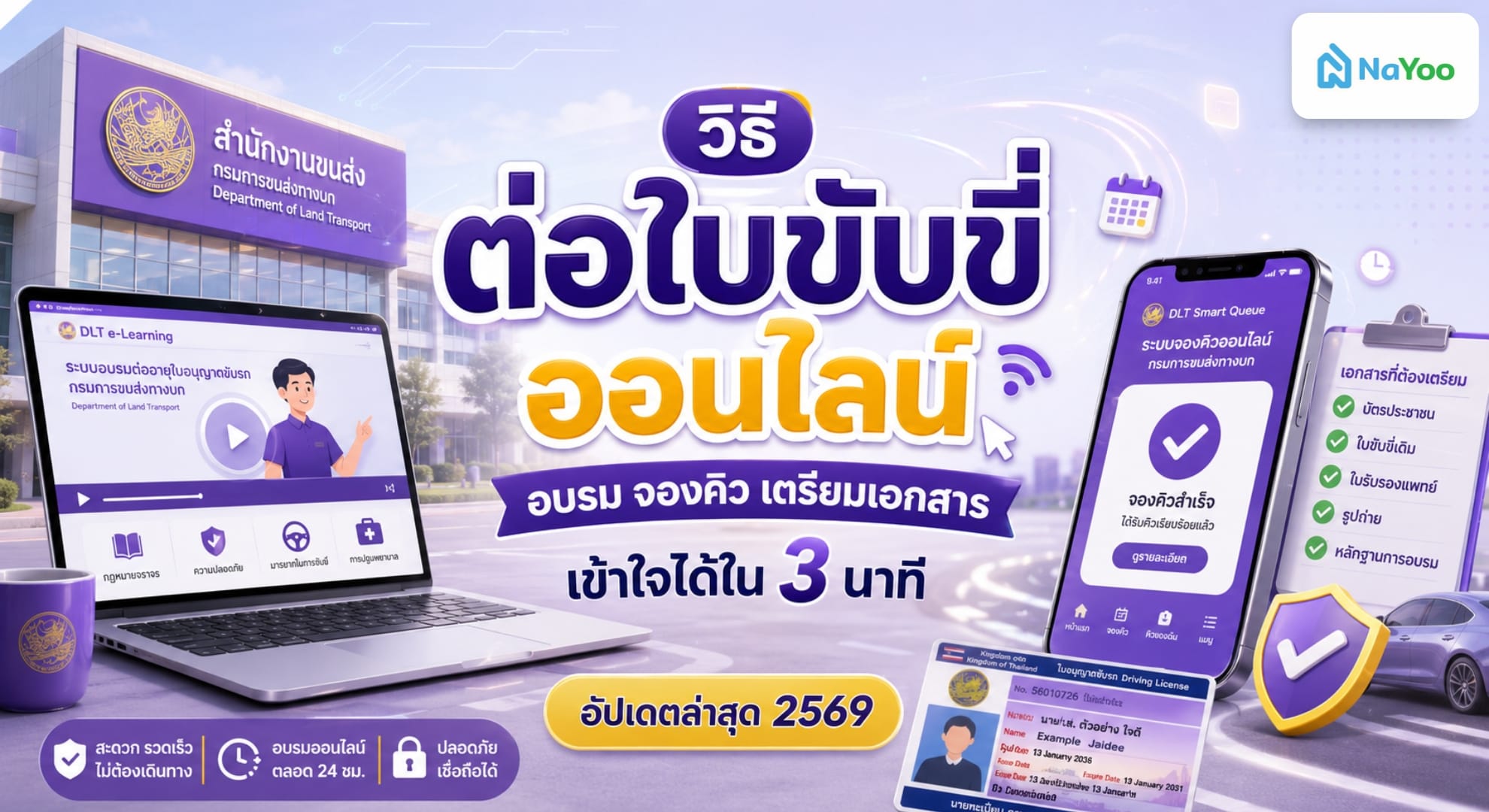 อัปเดตวิธีต่อใบขับขี่ออนไลน์ 2569 ง่าย ๆ 