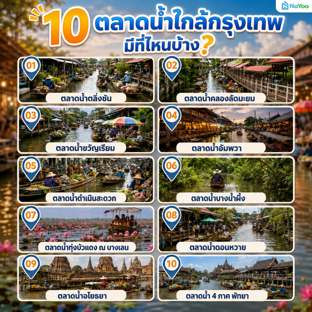 แนะนำ 10 ตลาดน้ำ ใกล้กรุงเทพฯ ยอดนิยม