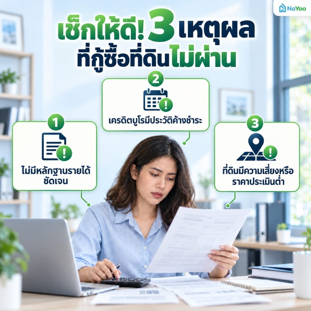 สรุป 3 เหตุผลที่ทำให้กู้ซื้อที่ดินไม่ผ่าน