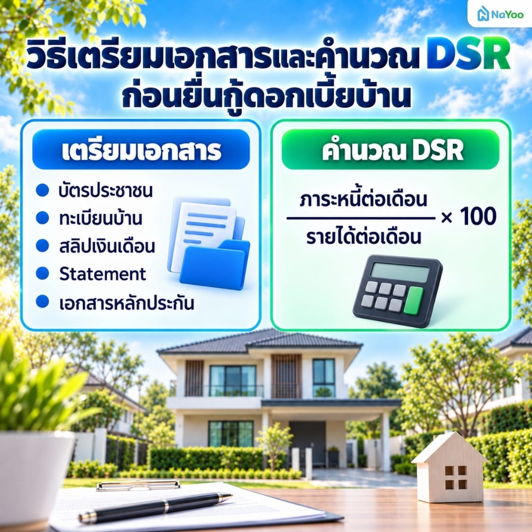 วิธีเตรียมเอกสารยื่นกู้และสูตรคำนวณ DSR ก่อนกู้ดอกเบี้ยบ้านกันยายน