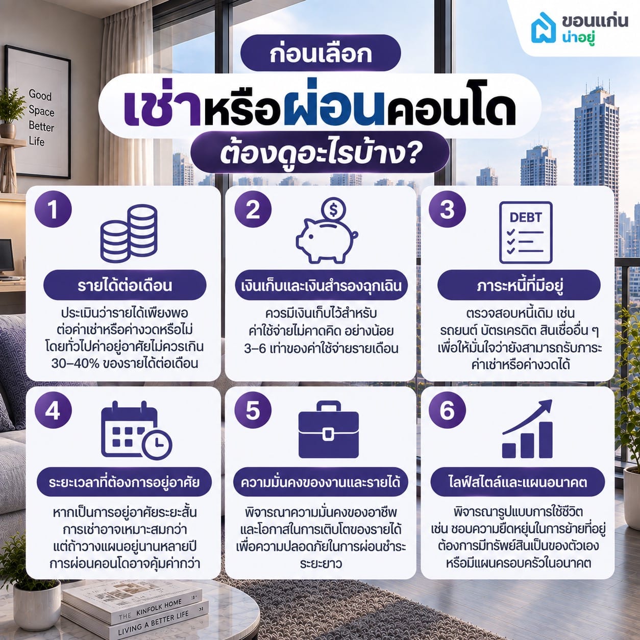 ก่อนเลือกเช่าหรือผ่อนคอนโด ต้องดูอะไรบ้าง