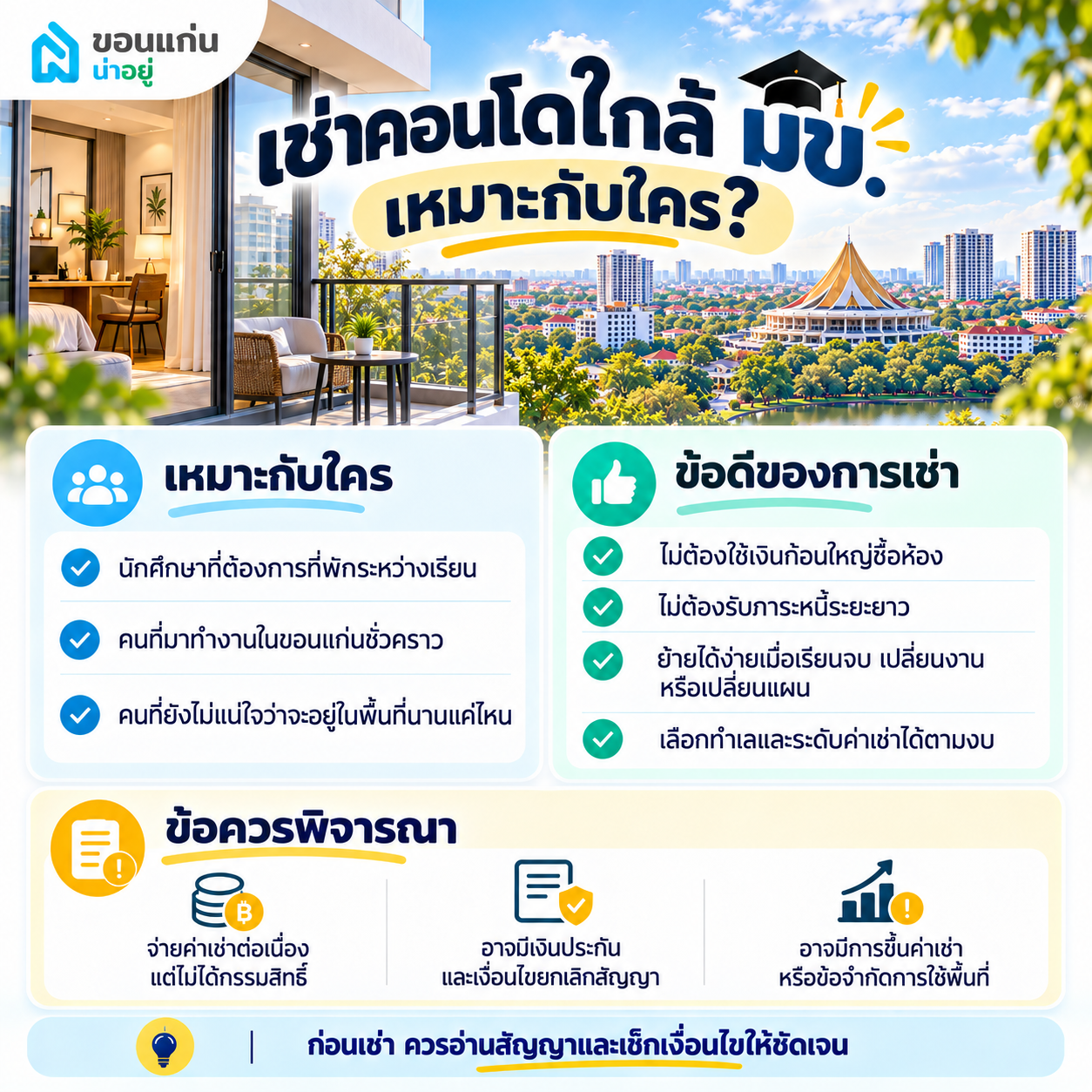 เช่าคอนโดใกล้ มข. เหมาะกับใคร