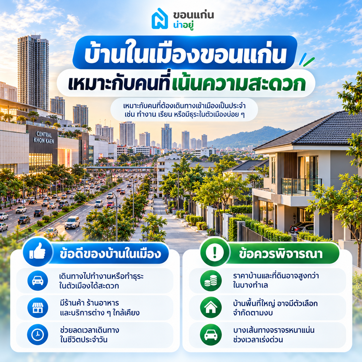 บ้านในเมืองขอนแก่น เหมาะกับคนที่เน้นความสะดวก